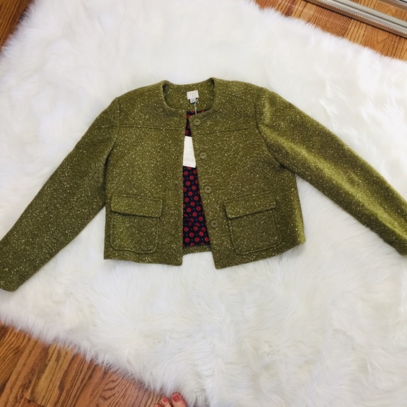 a new day Jackets & Blazers - NEW Green Cream Wool Blend Career Blazer | 6